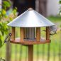 Preview: Vogelhaus Eiche mit Silo und Zinkdach auf Dreibein-Ständer