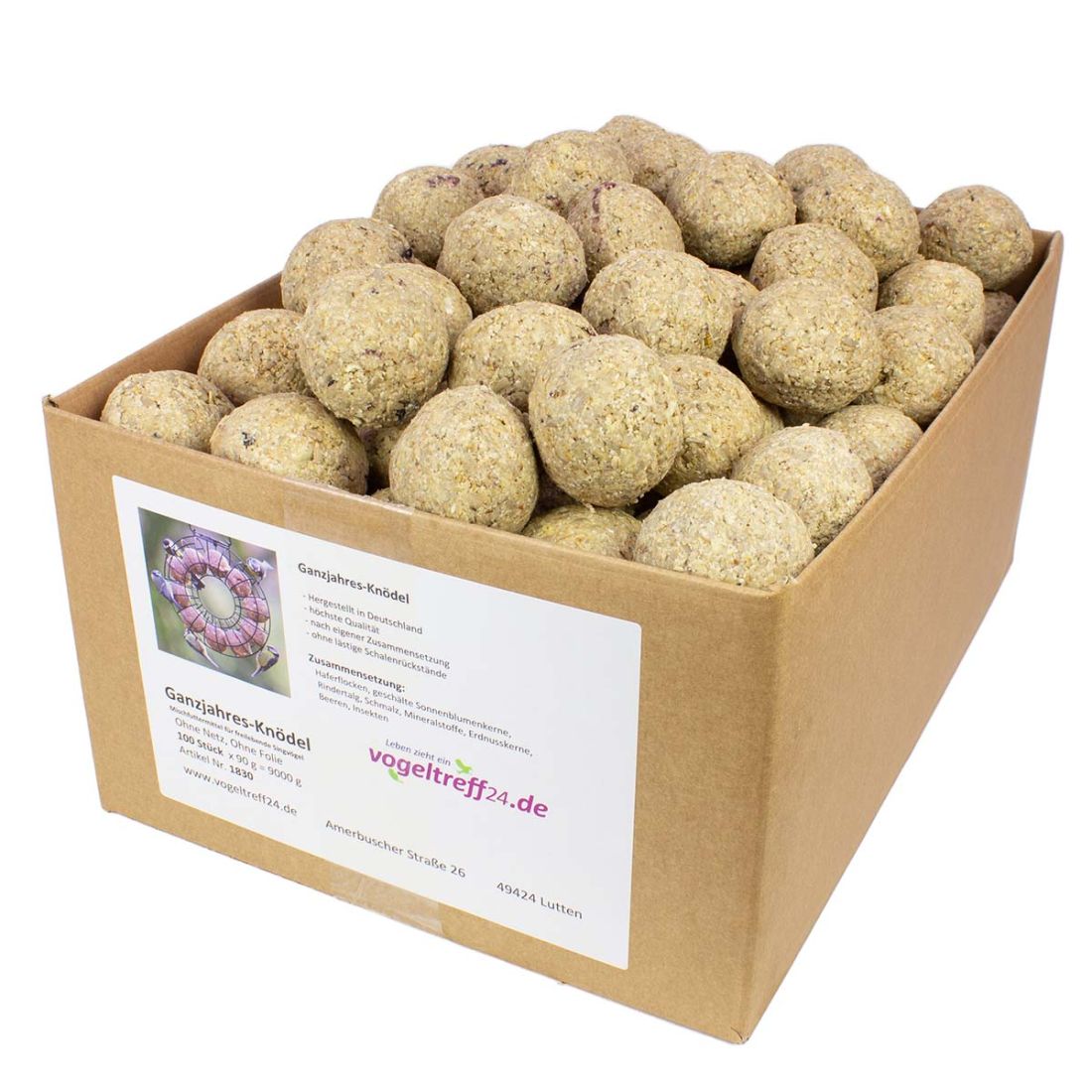 100 Meisenknödel mit Beeren und Insekten OHNE NETZ