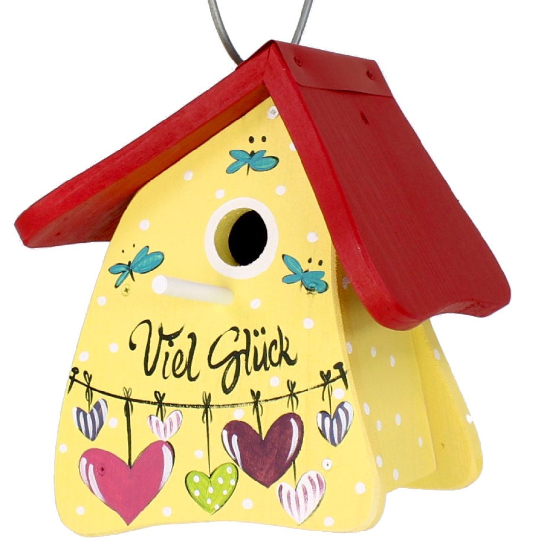 Vogelvilla Nistkasten "Viel Glück" hellgelb