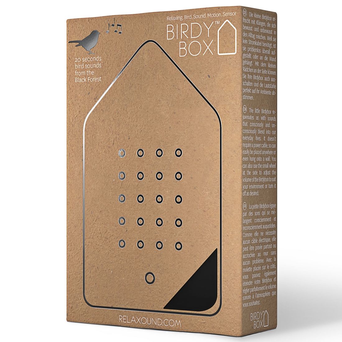 BIRDYBOX® matt schwarz - Vogelgezwitscher - inkl. Saugnapf