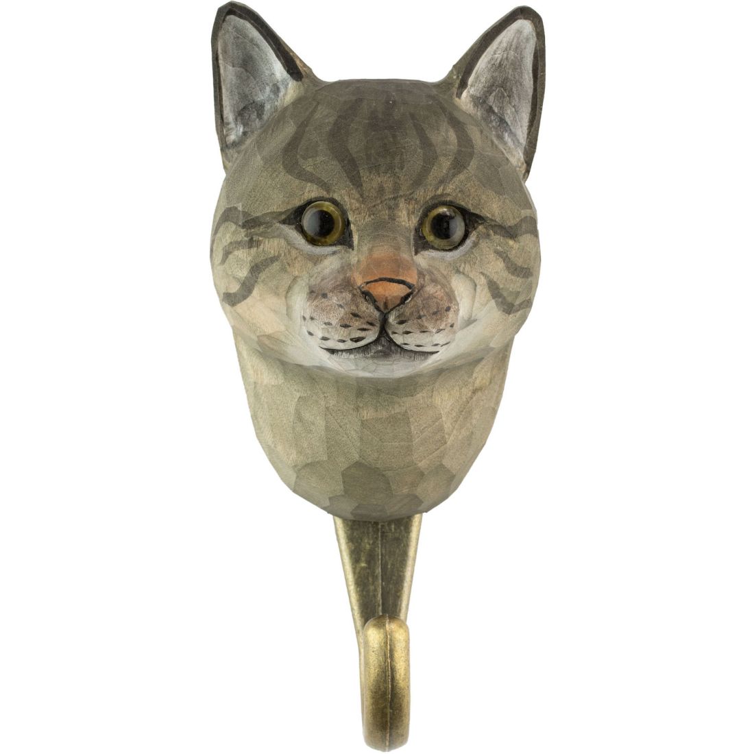 Wildlife Garden Haken Katze handgeschnitzt