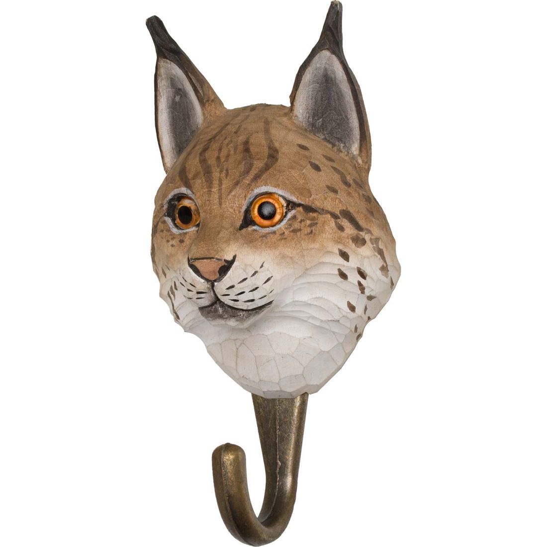 Wildlife Garden Haken Luchs handgeschnitzt