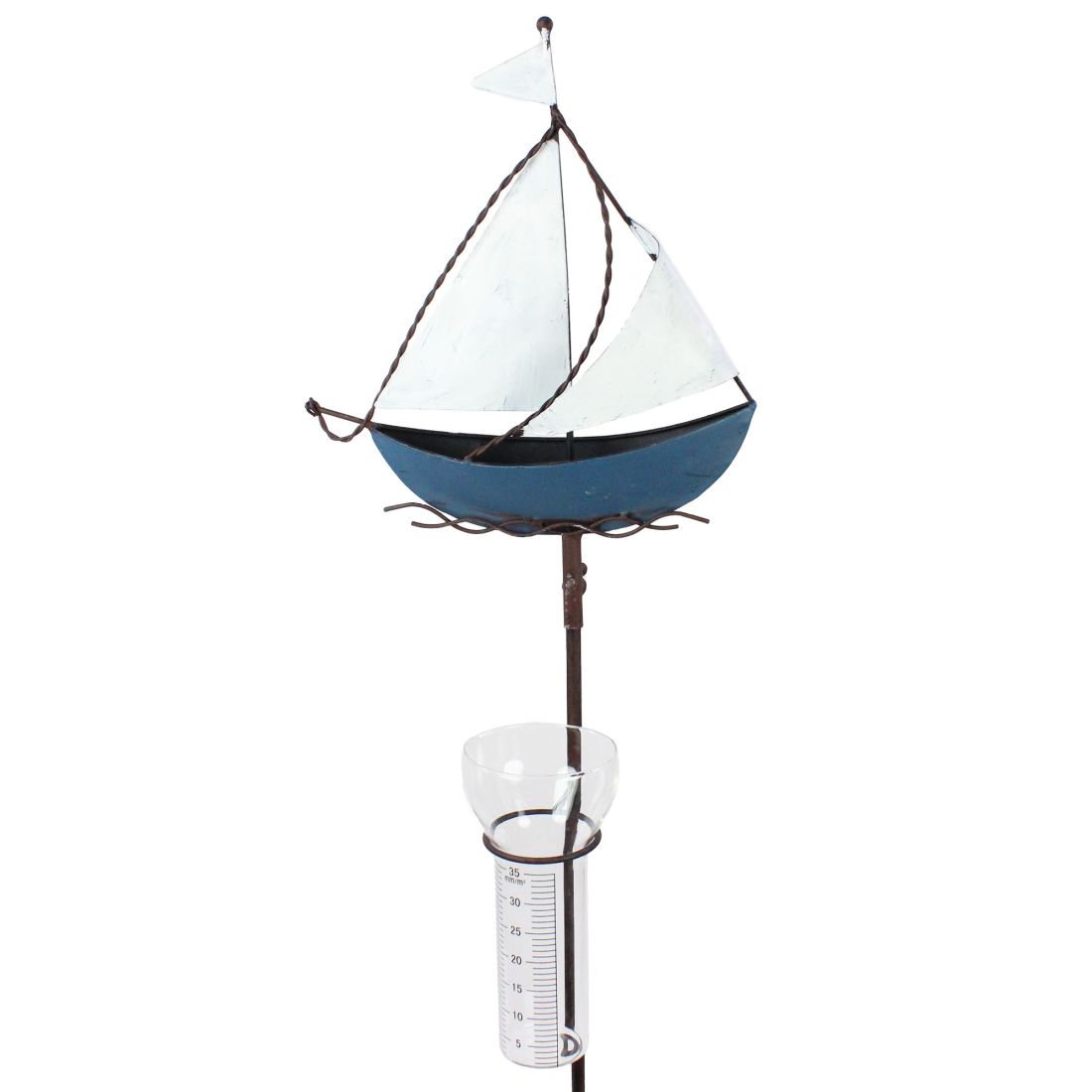 Regenmesser Segelboot blau