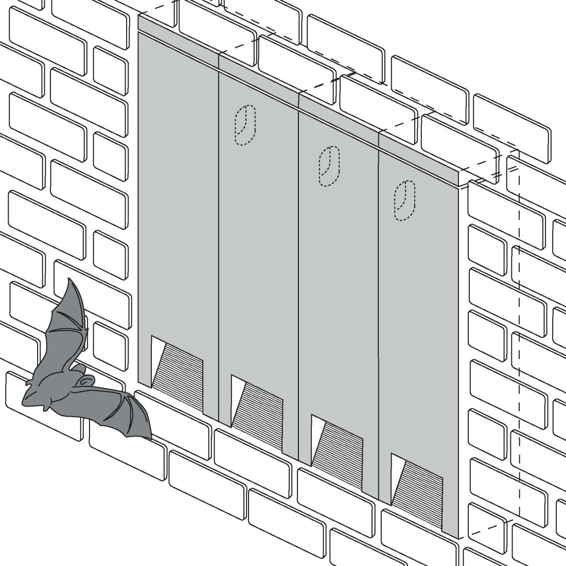 Schwegler Fledermaus-Fassadenröhre 2FR Reihenbildung zum Einbau in Wände