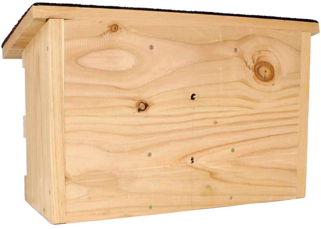 Sperlingskoloniehaus massiv, 32 mm, Lärchenholz, Dach mit Teerpappe