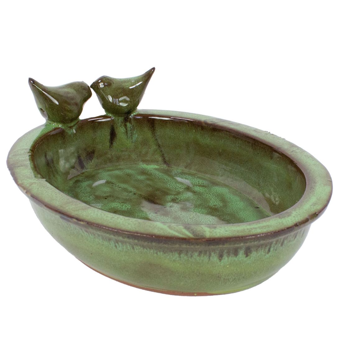 Vogeltränke Keramik oval grün Esschert Design