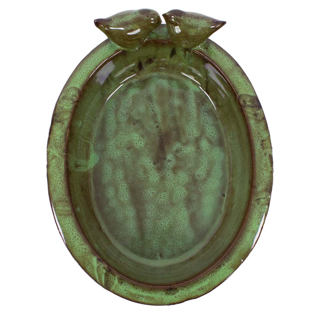 Vogeltränke Keramik oval grün Esschert Design