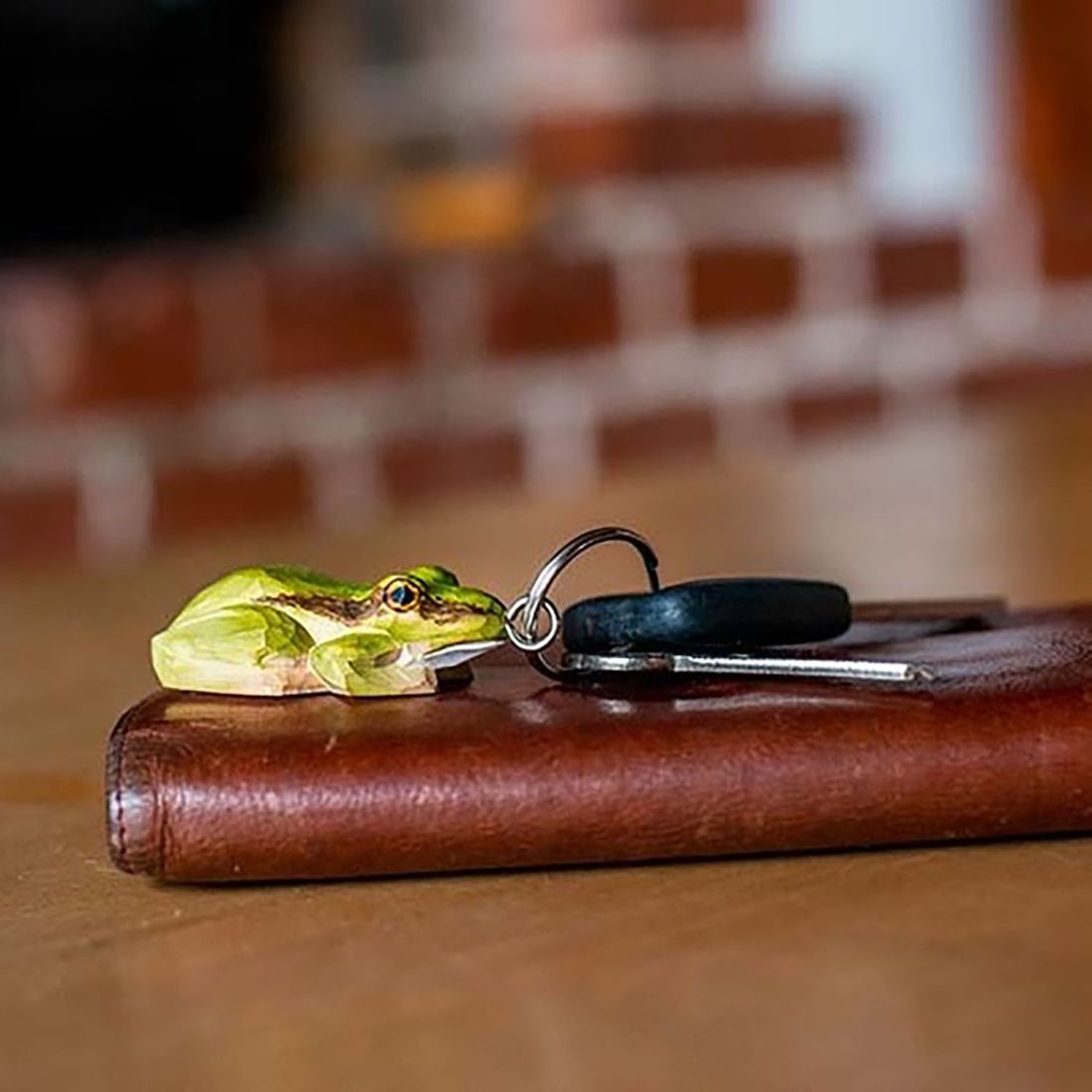 Frosch handgeschnitzter Schlüsselanhänger
