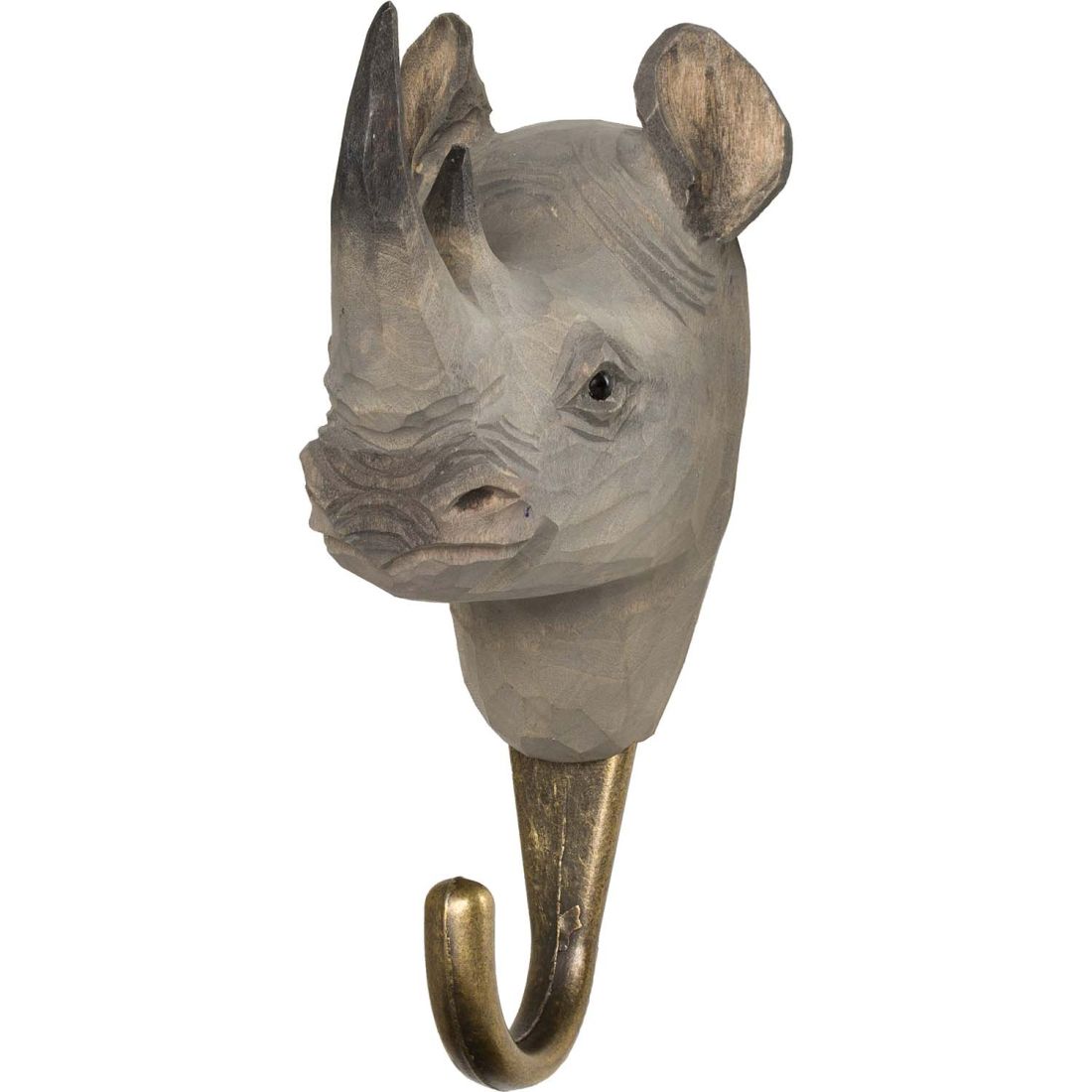 Wildlife Garden Haken Nashorn handgeschnitzt