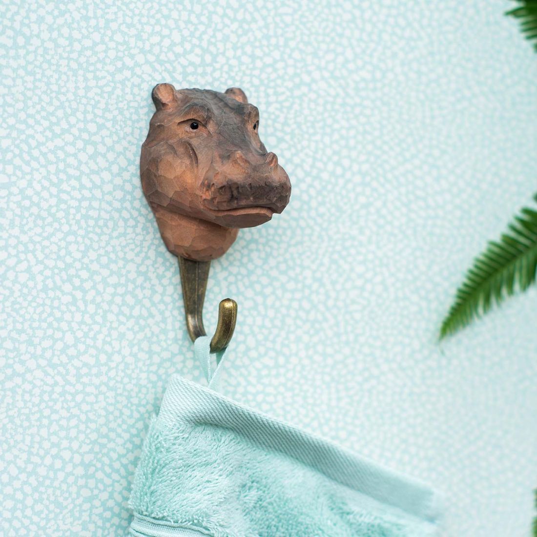 Wildlife Garden Haken Nilpferd handgeschnitzt