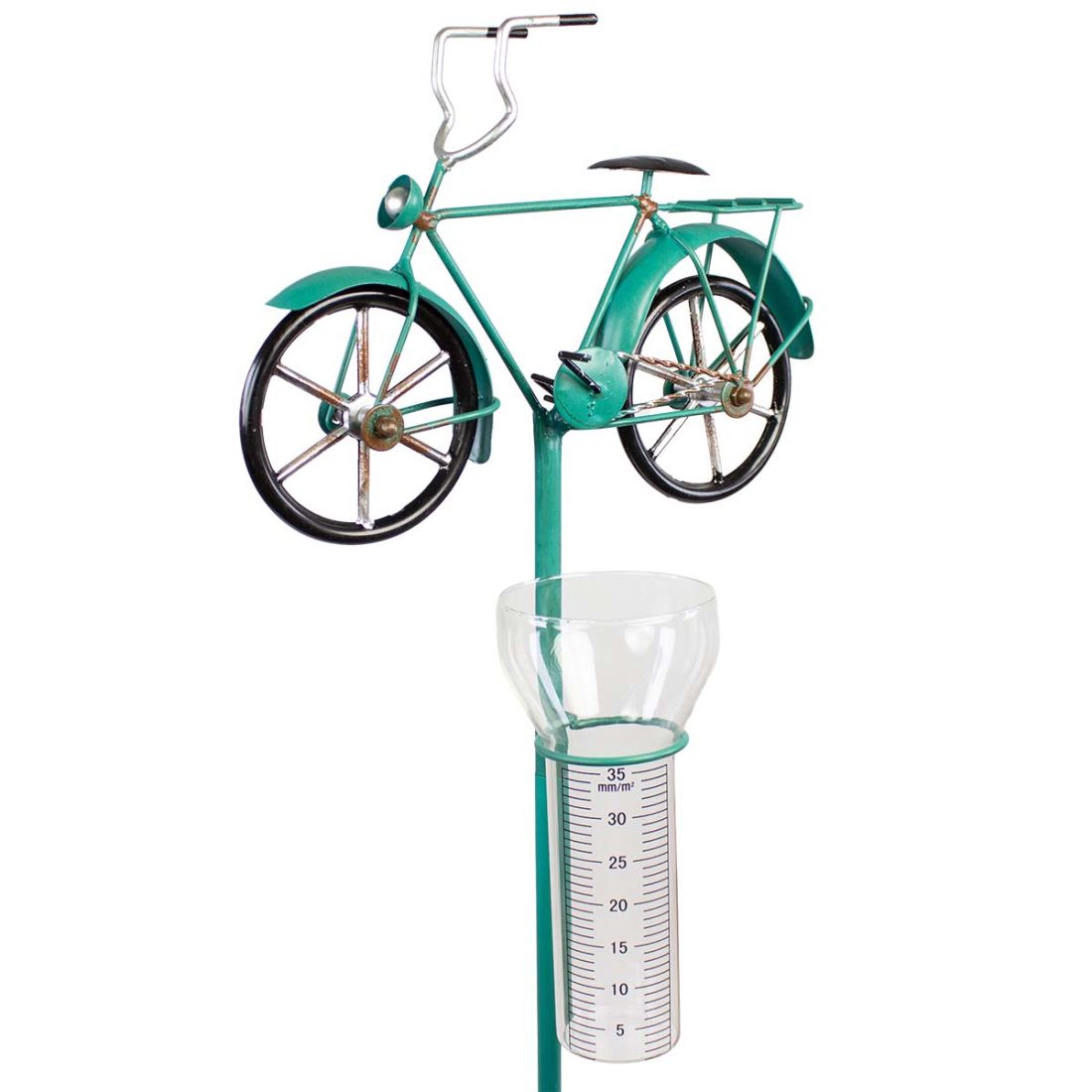 Regenmesser mit Fahrrad türkis