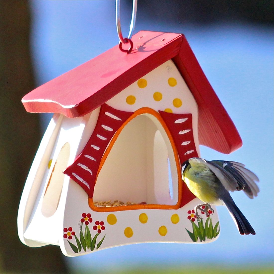 Vogelvilla Futterhaus Tupfen weiß