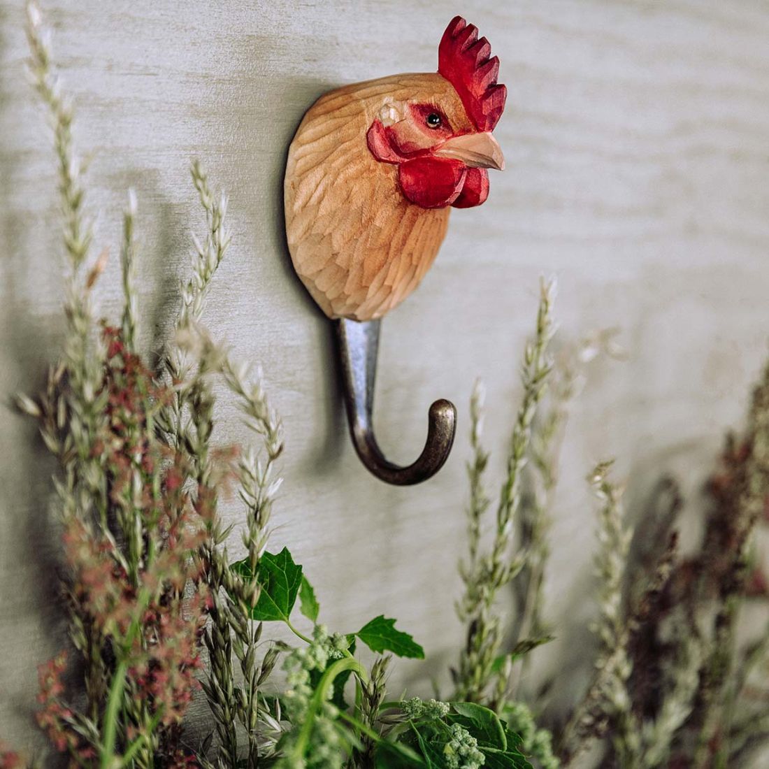 Wildlife Garden Haken Henne handgeschnitzt