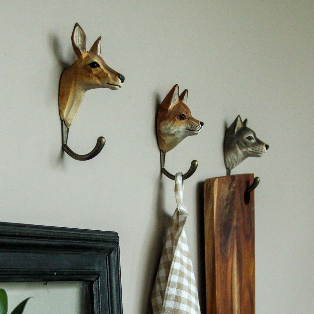 Wildlife Garden Haken Reh handgeschnitzt