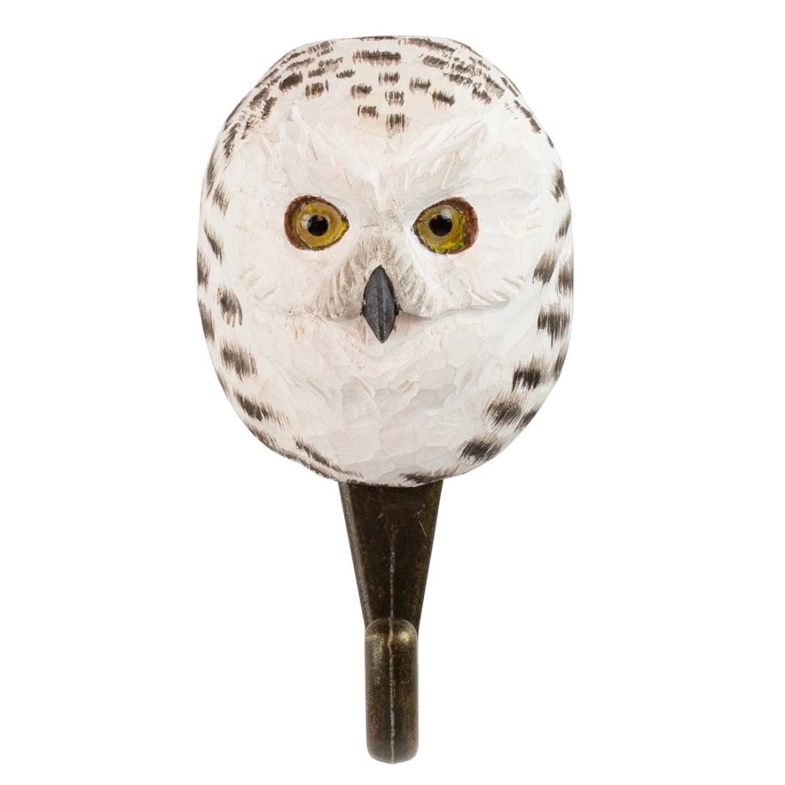 Wildlife Garden Haken Schnee-Eule handgeschnitzt