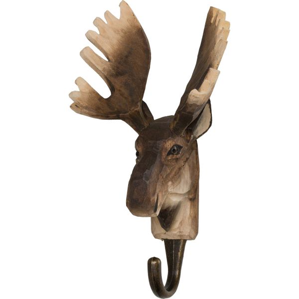 Wildlife Garden Haken Elch handgeschnitzt