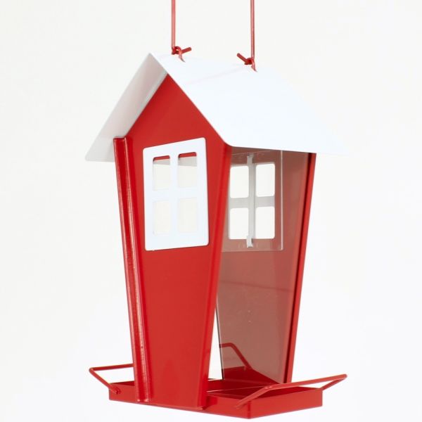 Futterhaus Metall rot weiß