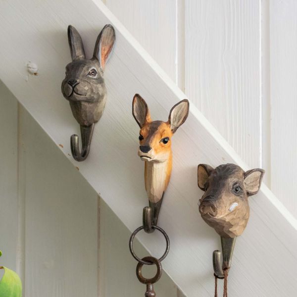Wildlife Garden Haken Wildschwein handgeschnitzt