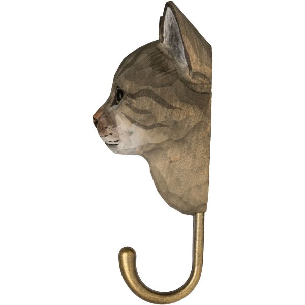 Wildlife Garden Haken Katze handgeschnitzt