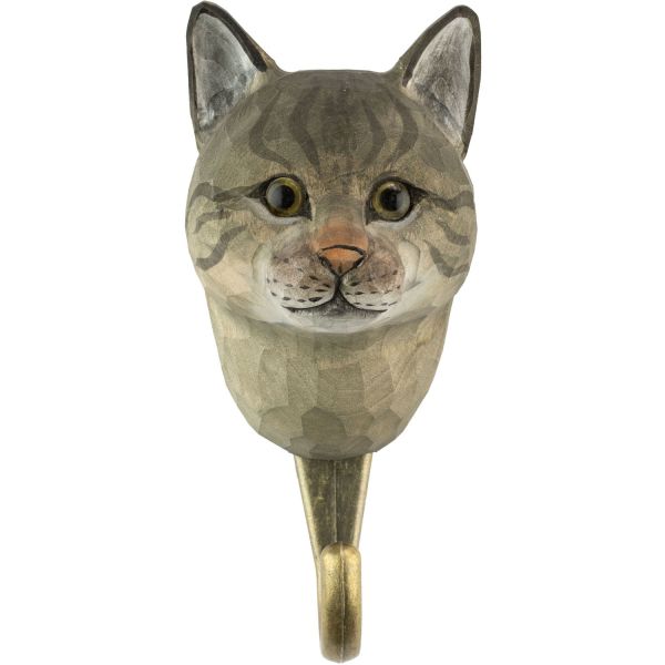 Wildlife Garden Haken Katze handgeschnitzt