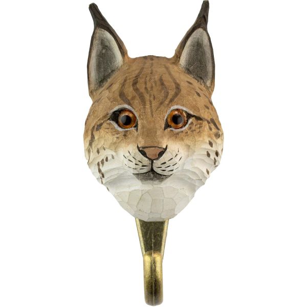 Wildlife Garden Haken Luchs handgeschnitzt