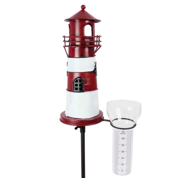Regenmesser Leuchtturm mit Leuchtfeuer rot