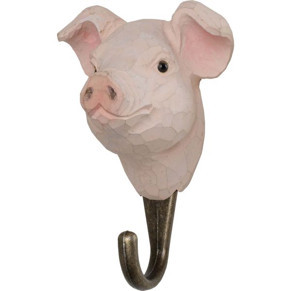 Wildlife Garden Haken Schwein handgeschnitzt
