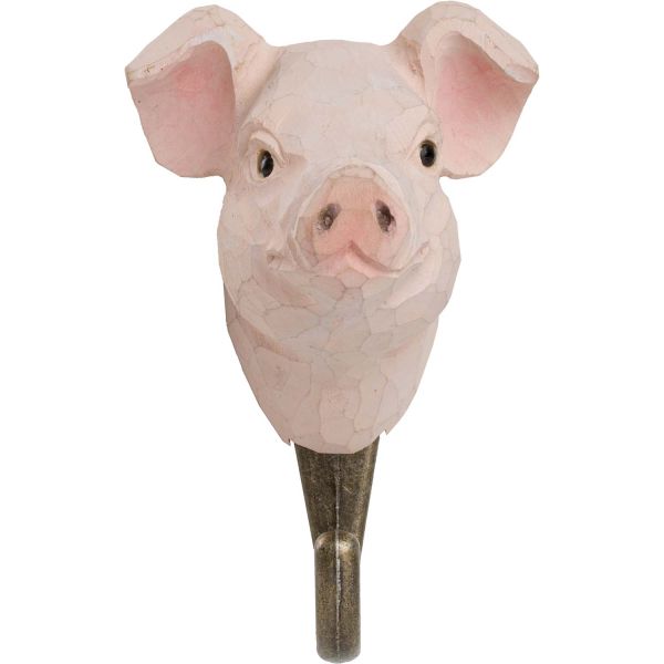 Wildlife Garden Haken Schwein handgeschnitzt