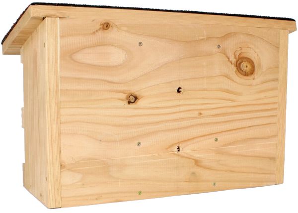 Sperlingskoloniehaus massiv, 32 mm, Lärchenholz, Dach mit Teerpappe
