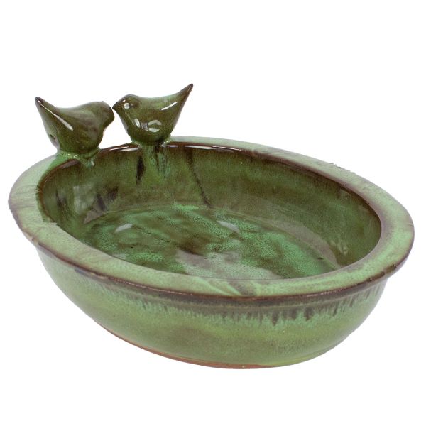 Vogeltränke Keramik oval grün Esschert Design