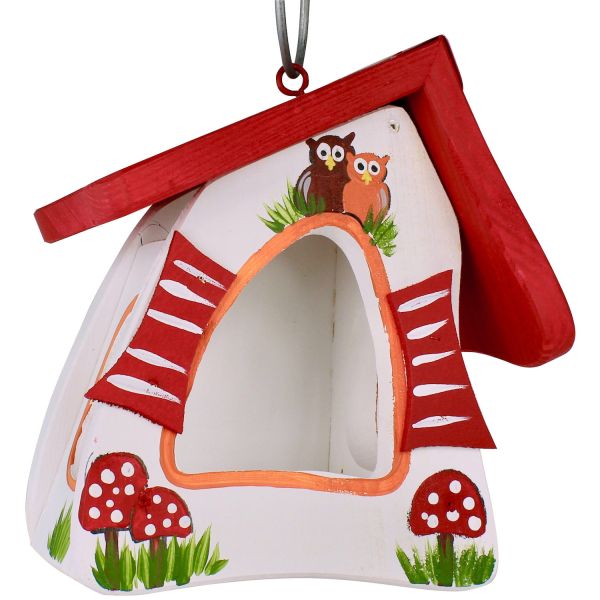 Vogelvilla Futterhaus Eulen weiß