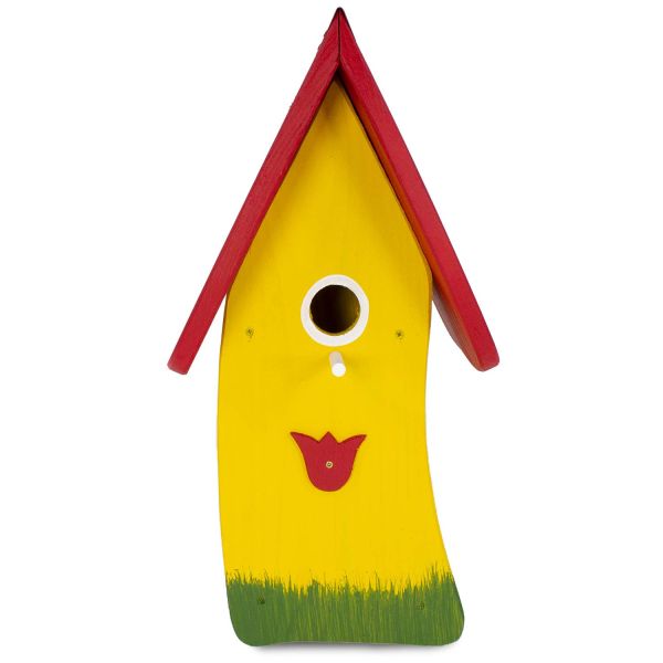 Vogelvilla Nistkasten gelb mit Tulpe