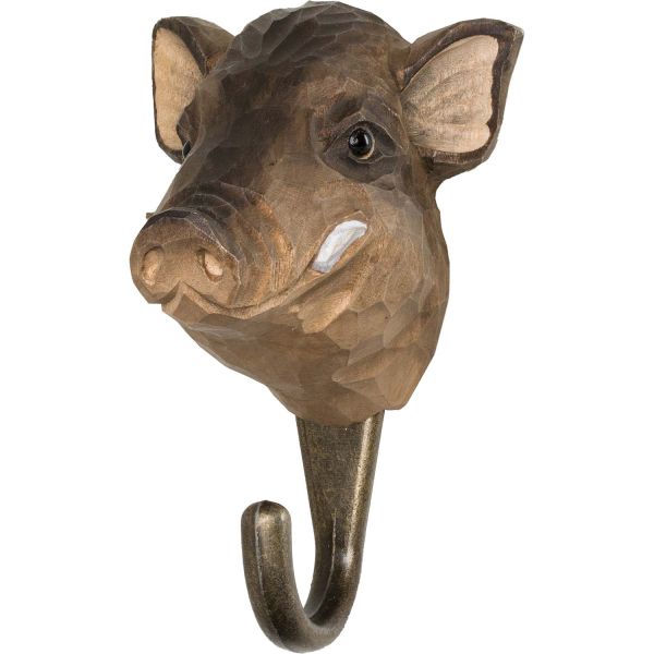 Wildlife Garden Haken Wildschwein handgeschnitzt