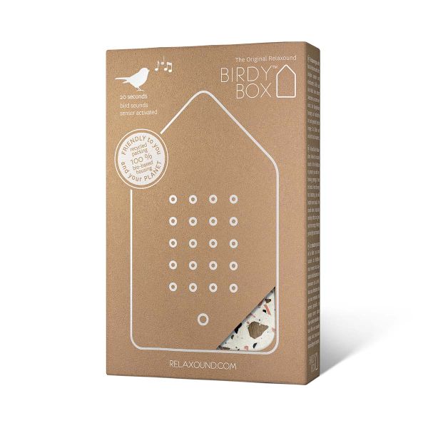 Birdybox Toffee Terrazzo - Vogelgezwitscher - inkl. Saugnapf