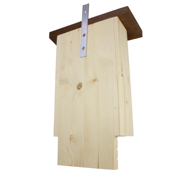 Fledermauskasten aus Holz mit Thermoholzdach Rückseite