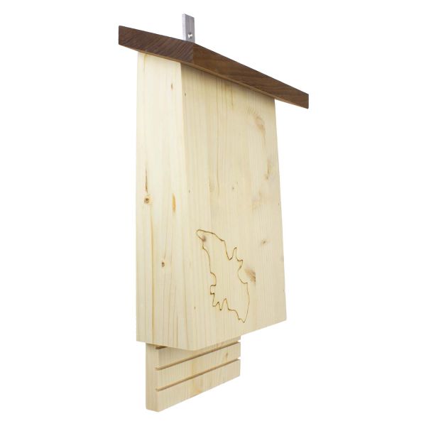 Fledermauskasten aus Holz mit Thermoholzdach seitlich