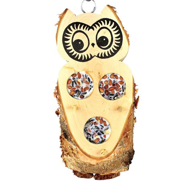 Futtereule mit 3 Futterlöchern aus Vogelfutter und Rindertalg