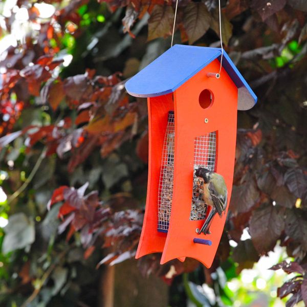 Futterspender rot Futtersilo für loses Vogelfutter