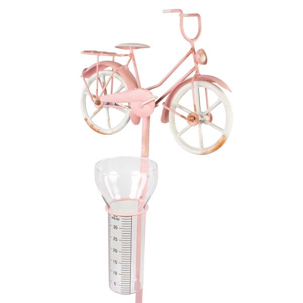 Regenmesser mit Fahrrad rosa