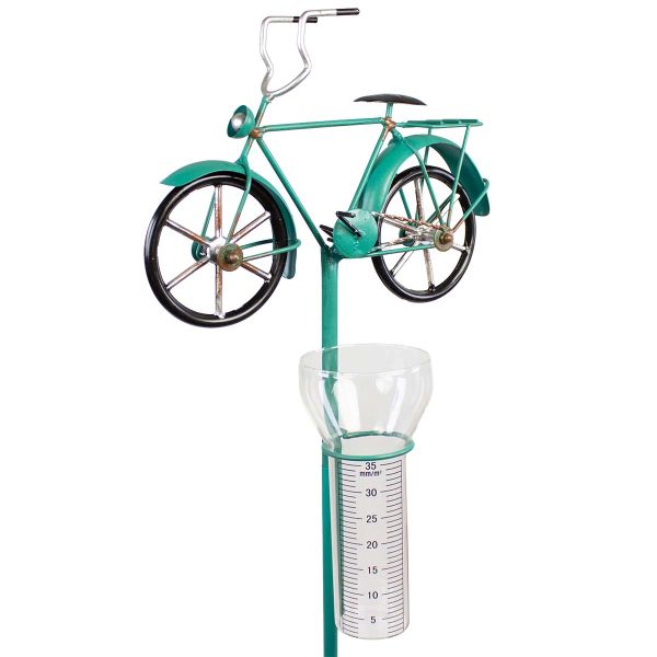 Regenmesser mit Fahrrad türkis