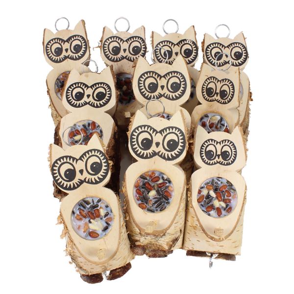 SPARPAKET - 10 Futtereulen mit einem Futterloch aus Vogelfutter und Rindertalg