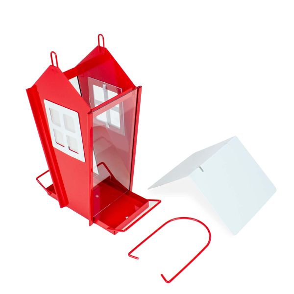 Futterhaus Metall rot weiß