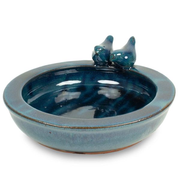 Vogeltränke Keramik blau/türkis Esschert Design rund