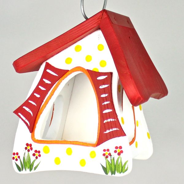 Vogelvilla Futterhaus Tupfen weiß