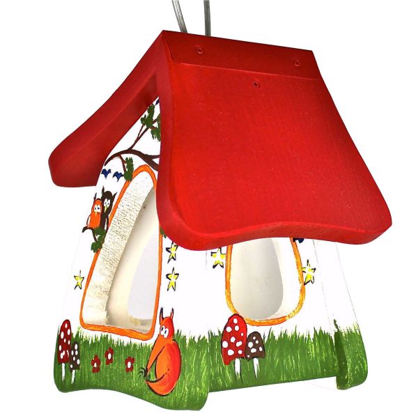 Vogelvilla Futterhaus Tiere des Waldes weiß