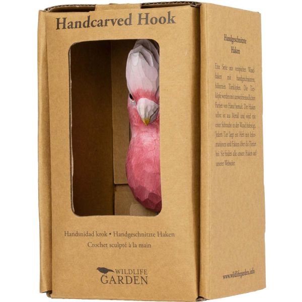 Wildlife Garden Haken Rosakakadu handgeschnitzt