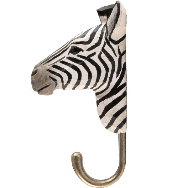 Wildlife Garden Haken Zebra handgeschnitzt