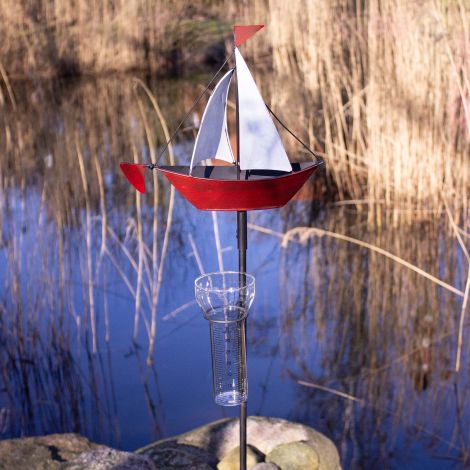 Regenmesser Segelboot rot