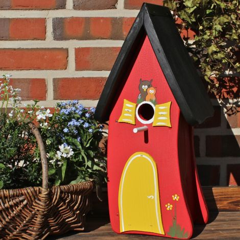 Vogelvilla Nistkasten rot mit Eulen