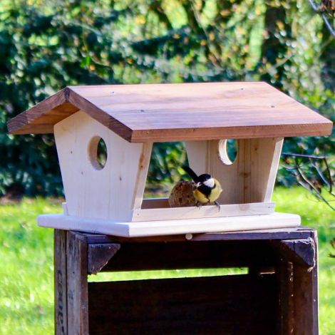Futterhaus mit Thermoholzdach - Vogelhaus